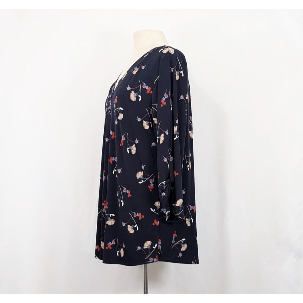 Beacon Stitch Fix Top Navy Blue Floral Print Blouse Women's Size 1X - Picture 3 of 7